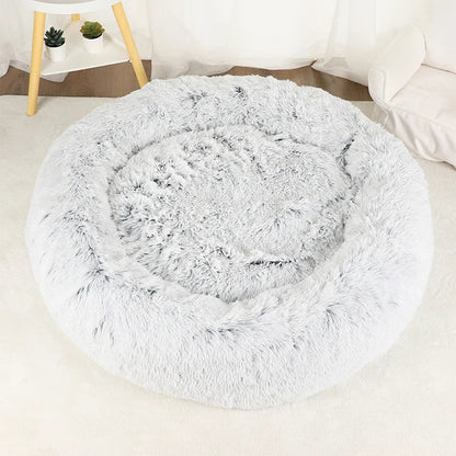 Fluffy Donut Bett für Hunde & Katzen | Plüsch | Anti-Stress | Waschbarer Bezug | 3 Größen