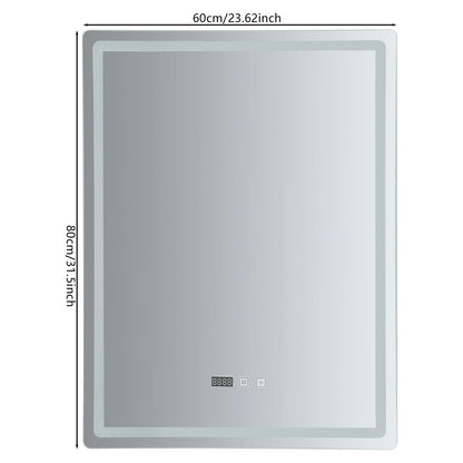 Claravo Edge | Rechteckiger LED Wandspiegel mit Antibeschlag & Touch-Dimmer, 3 Lichtfarben