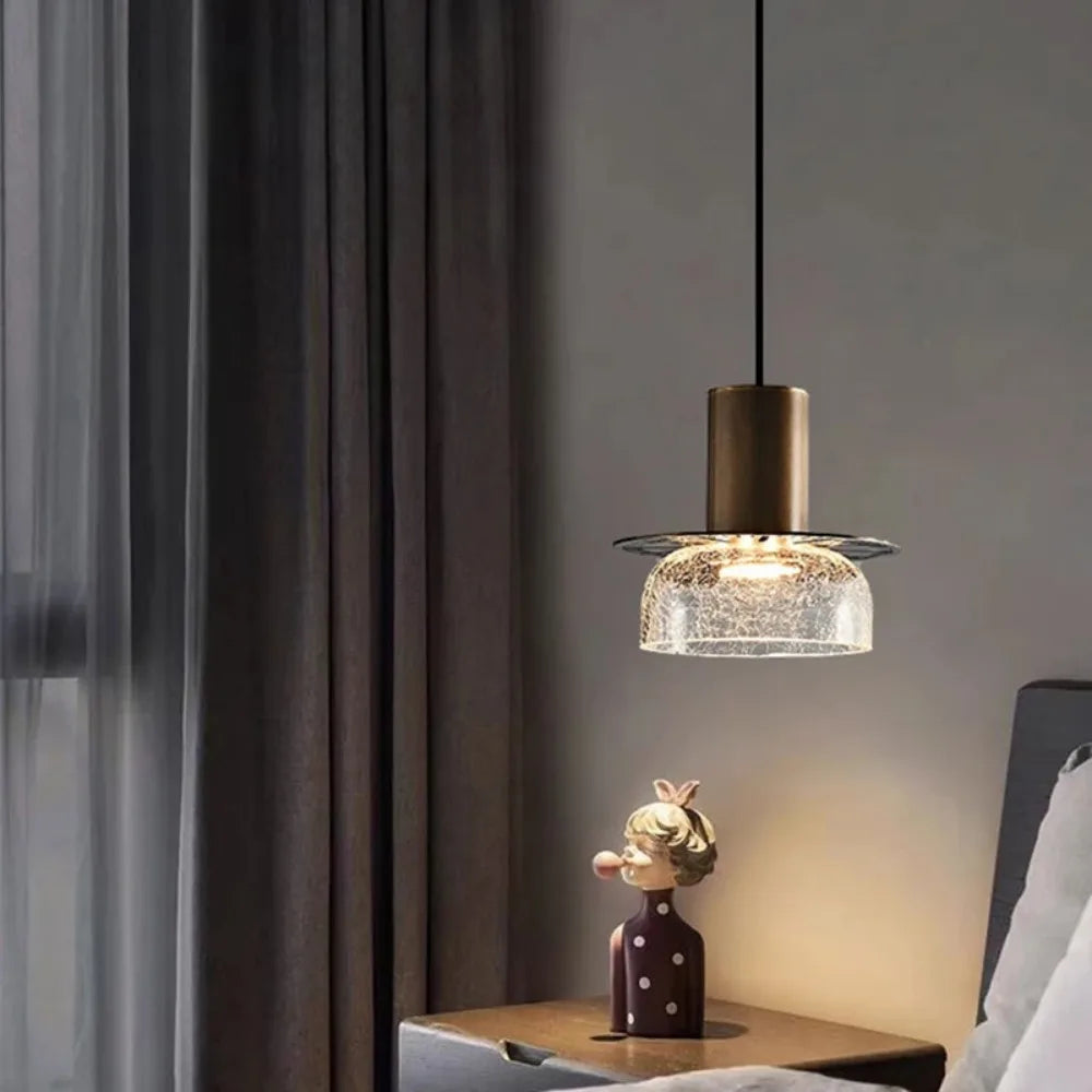 Candelora | Moderne Glas-Hängeleuchte mit Crackle-Effekt