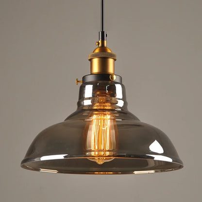 Elliot Retro-Pendelleuchte – Vintage Hängeleuchte mit rauchgrauem Glasschirm