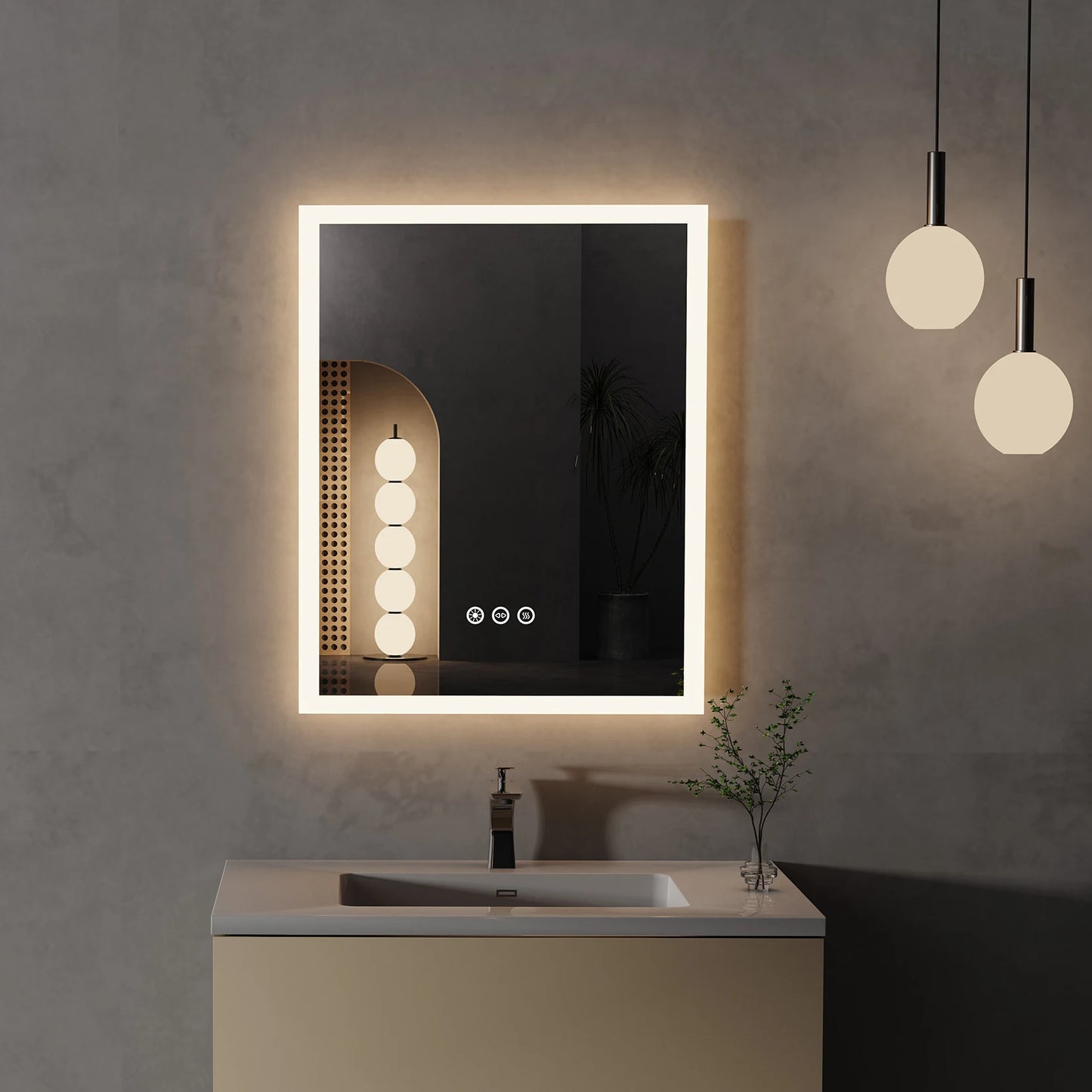 Clario Forme | LED Badspiegel 40x50 cm mit Antibeschlag & Touch-Memory-Funktion