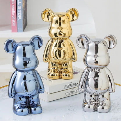 Brunno Figur | Keramik-Teddy im Designstil als Dekofigur in 17/27 cm
