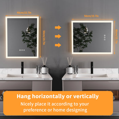Clario Forme | LED Badspiegel 40x50 cm mit Antibeschlag & Touch-Memory-Funktion