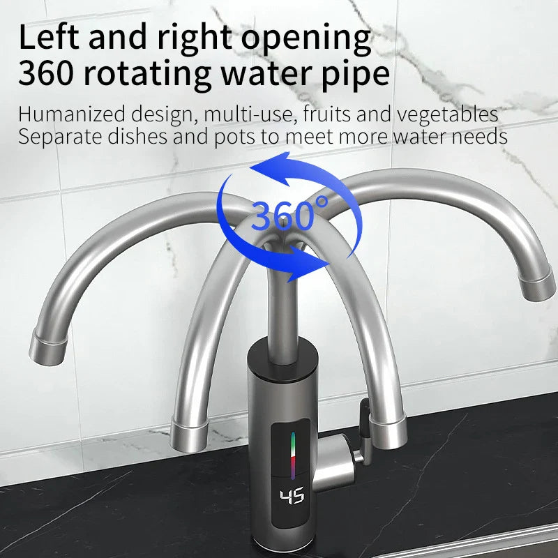 Zarenthea | Elektrische keukenkraan met doorstroomverwarmer | 3000W roestvrijstalen waterkraan voor warm- & koudwater