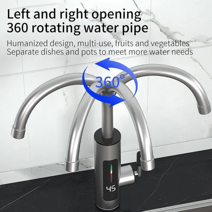 Zarenthea | Elektrische keukenkraan met doorstroomverwarmer | 3000W roestvrijstalen waterkraan voor warm- & koudwater