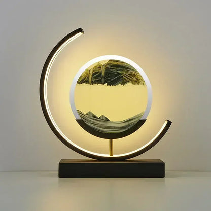 Soluna Drift | LED-Tischlampe mit bewegtem Sandbild & 3D-Stundenglas-Effekt