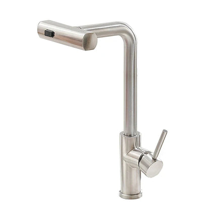 Moderne Küchenarmatur mit herausziehbarer Wasserfall-Handbrause aus Edelstahl