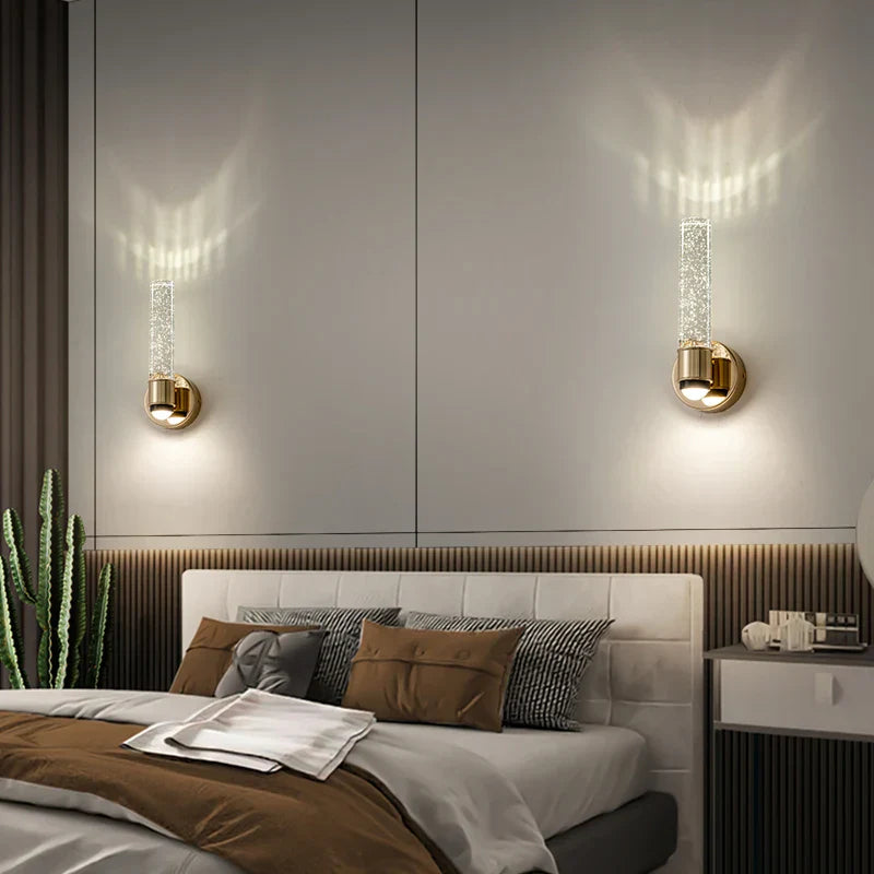 Kristallen wandlamp – glamoureuze wandlamp met bolglas en metalen frame