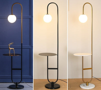 Oranthe Luno | LED‑Stehleuchte im nordischen Stil mit integriertem Beistelltisch