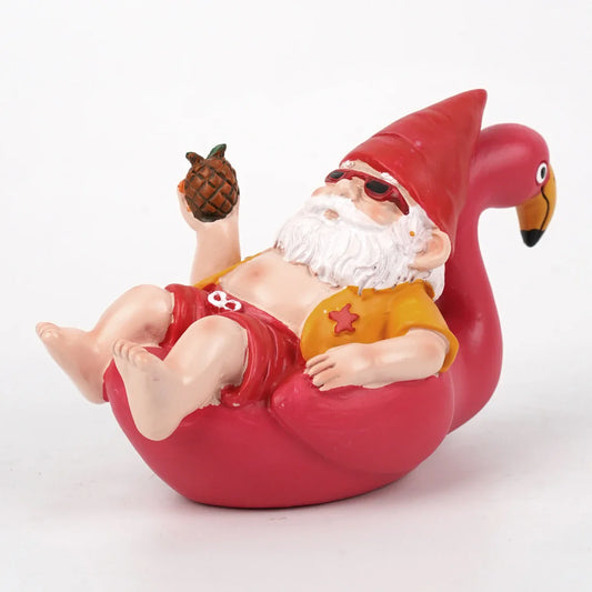 Gartenzwerg mit Ananas | Tropische Dekofigur | Für Garten & Balkon | Kunstharz