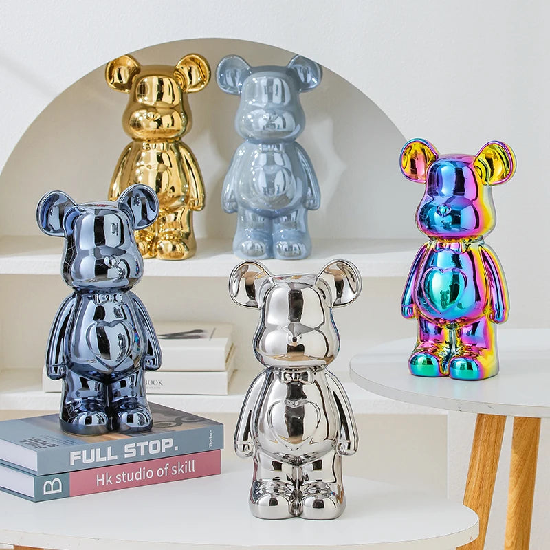 Brunno Figur | Keramik-Teddy im Designstil als Dekofigur in 17/27 cm