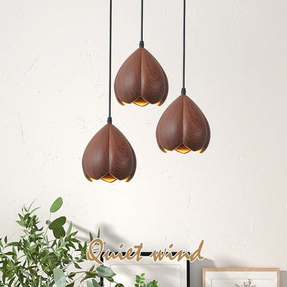 NordLume Lampe | Moderne Pendelleuchte aus Walnussholz in Braun, skandinavischer Stil