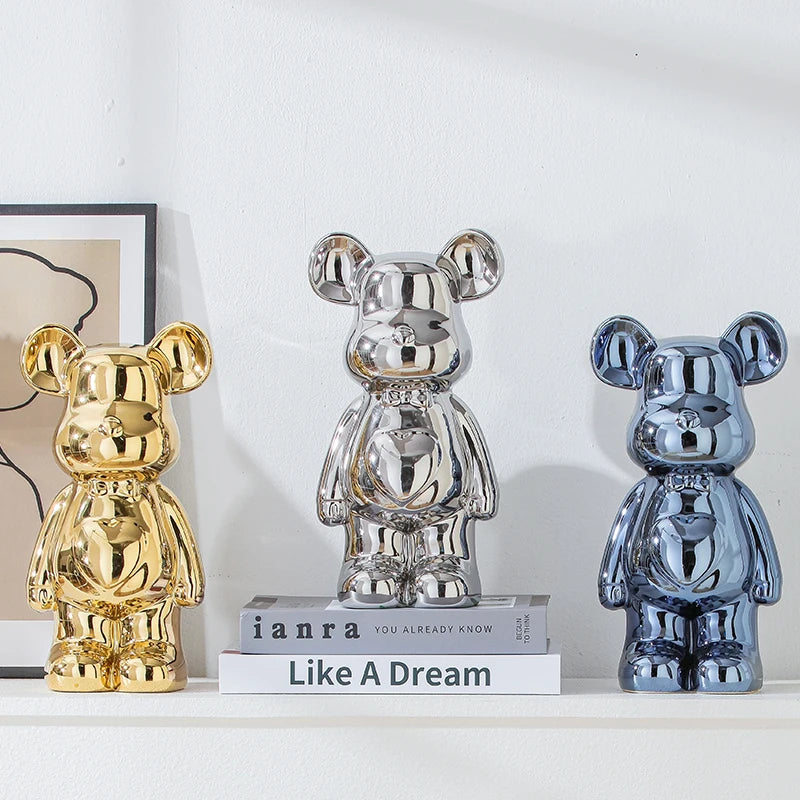 Brunno Figur | Keramik-Teddy im Designstil als Dekofigur in 17/27 cm