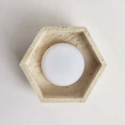 Albora – Wabi Sabi LED plafondlamp van travertijn natuursteen