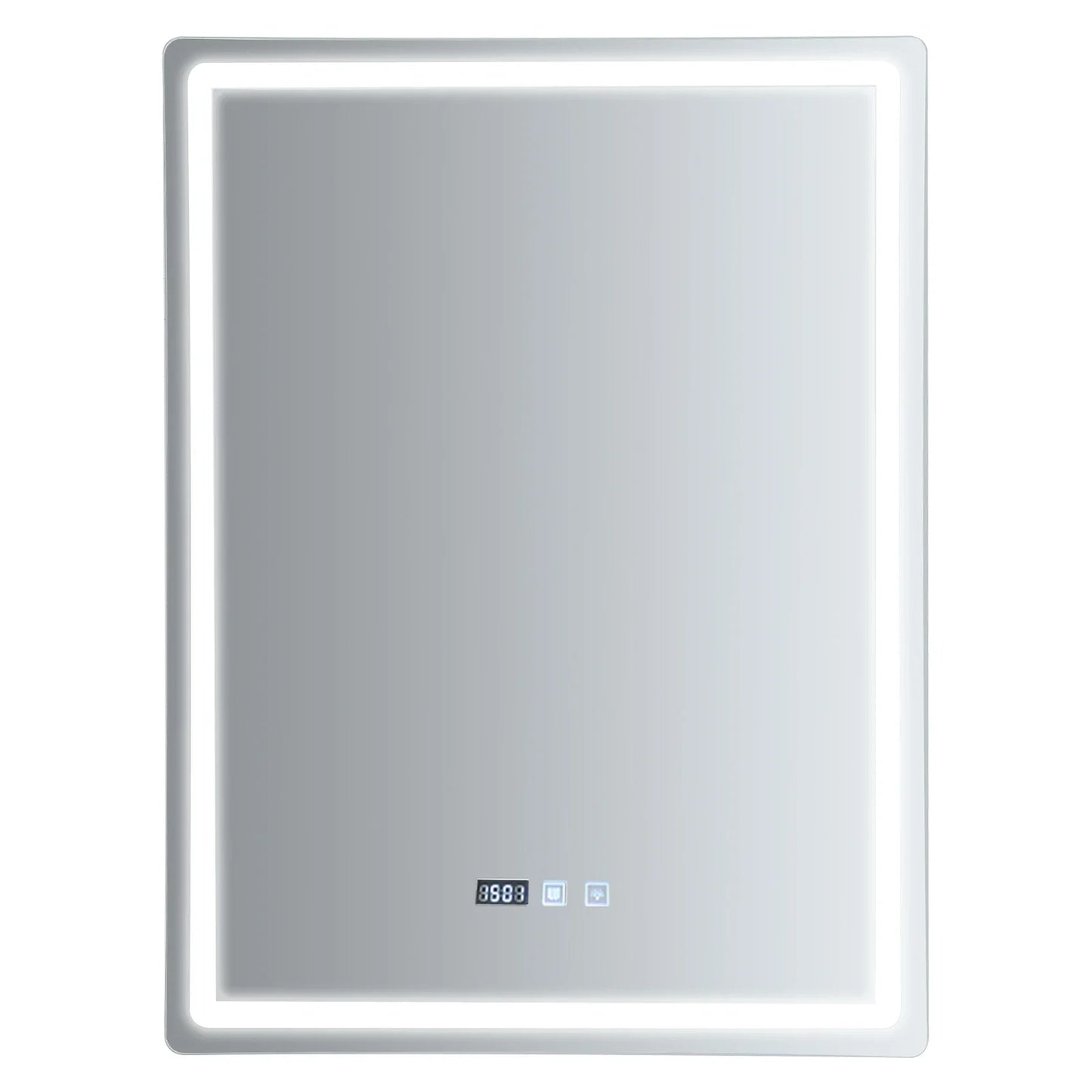 Claravo Edge | Rechteckiger LED Wandspiegel mit Antibeschlag & Touch-Dimmer, 3 Lichtfarben