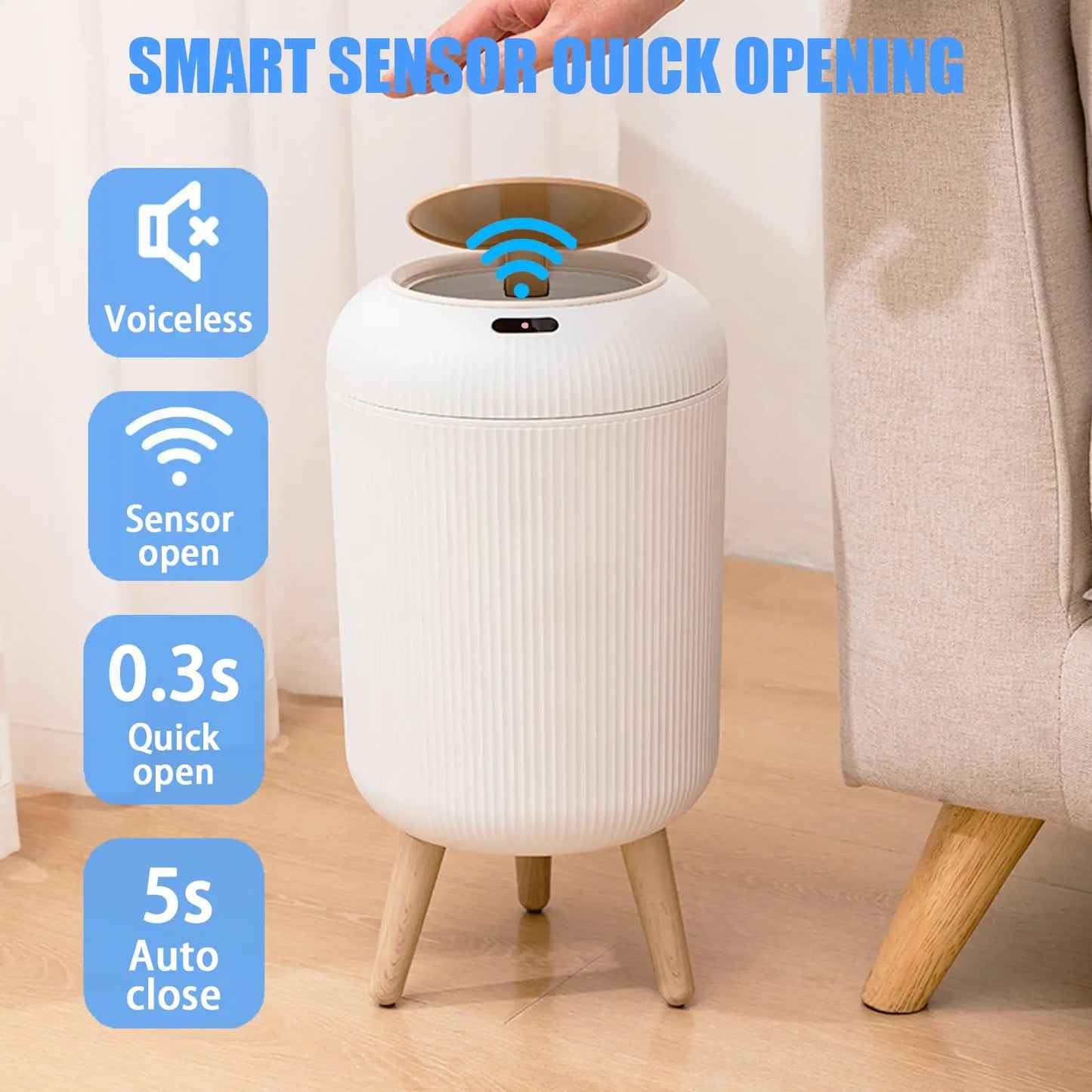 Vekkio Sense | Automatischer Mülleimer mit Bewegungssensor für Bad, Küche oder Büro