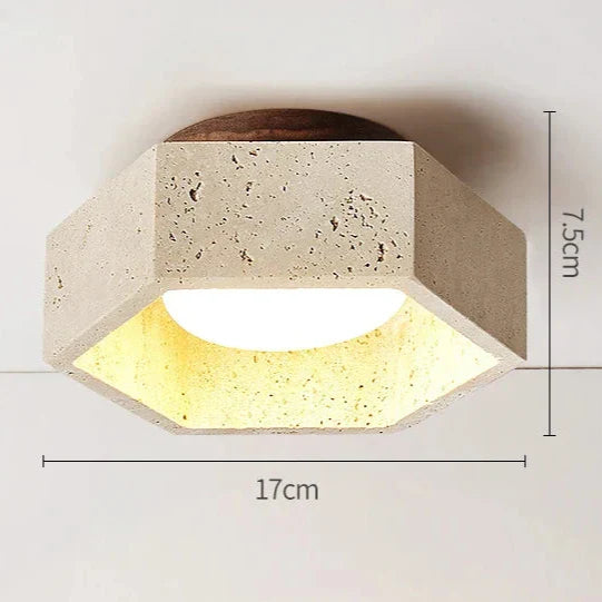 Albora – Wabi Sabi LED plafondlamp van travertijn natuursteen