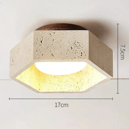 Albora – Wabi Sabi LED plafondlamp van travertijn natuursteen