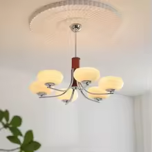 Lunaro | Bauhaus Kronleuchter mit 3/5 Opalglas-Köpfen