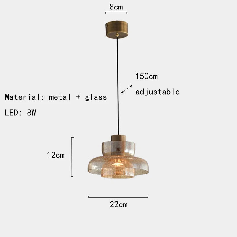 Candelora – nowoczesna kreatywna szklana lampa wisząca z efektem pęknięć i bursztynowym wykończeniem