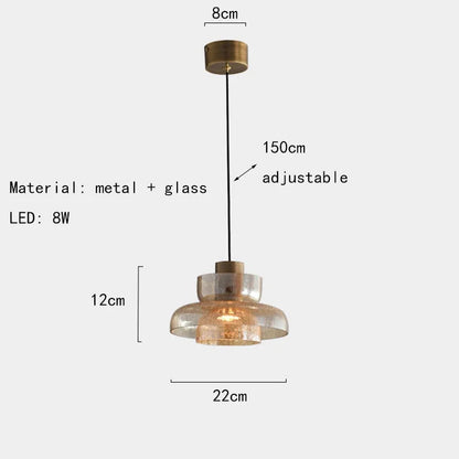 Candelora – nowoczesna kreatywna szklana lampa wisząca z efektem pęknięć i bursztynowym wykończeniem