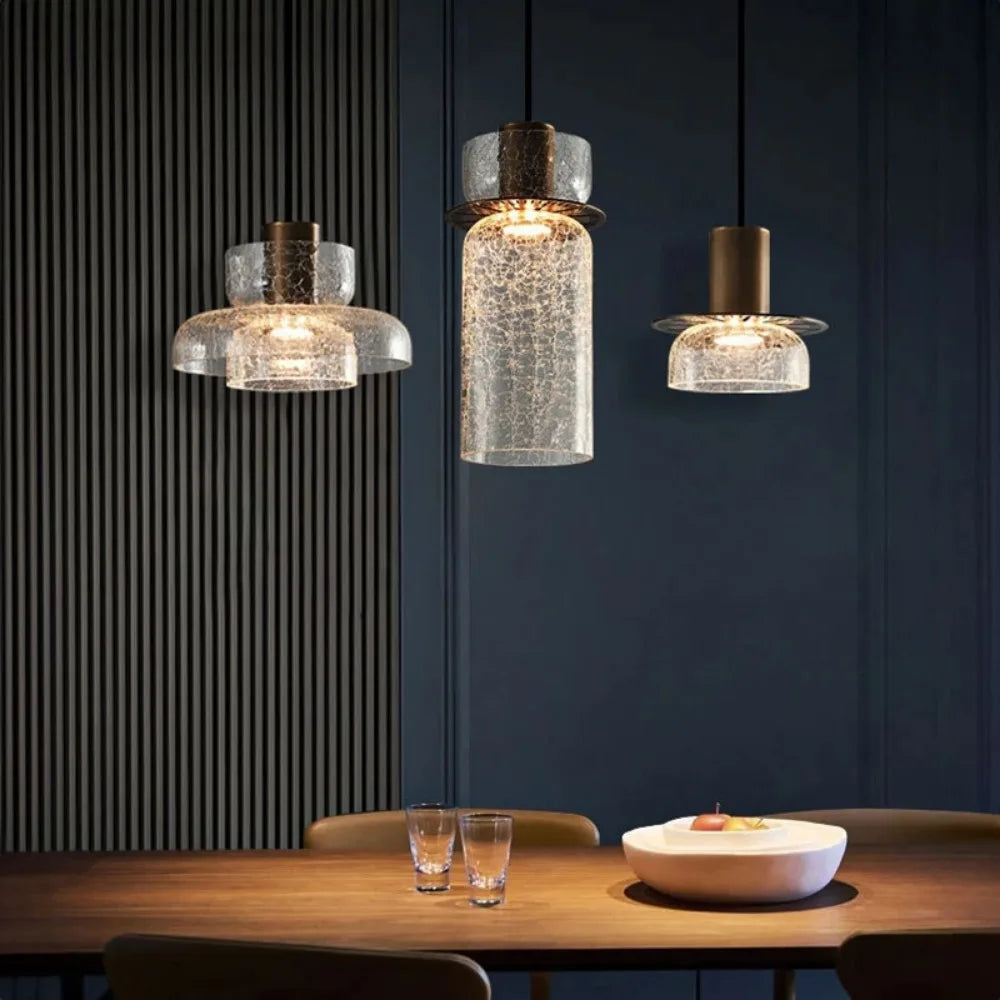 Candelora | Moderne Glas-Hängeleuchte mit Crackle-Effekt