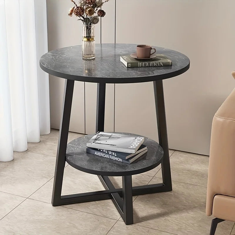 Moderne tweelaagse bijzettafel Aralynae – ruimtebesparend ontwerp voor elk huis