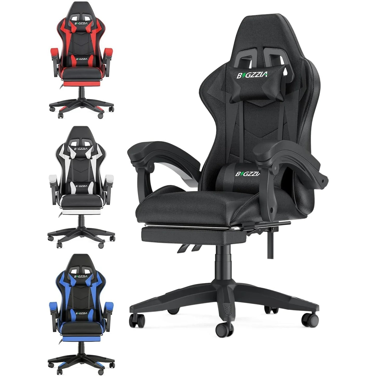 Serava – Ergonomischer Gamingstuhl mit Fußstütze, Lendenkissen & Verstellbarer Höhe