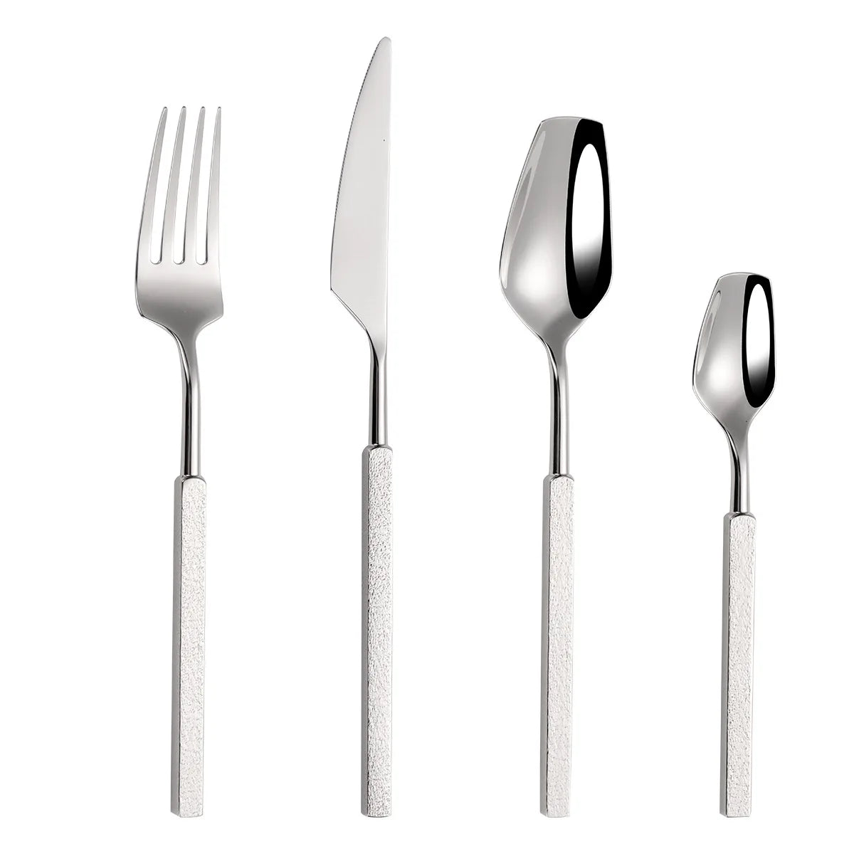 Varlund | 4-teiliges Besteckset aus Edelstahl mit Hammerschlag-Design