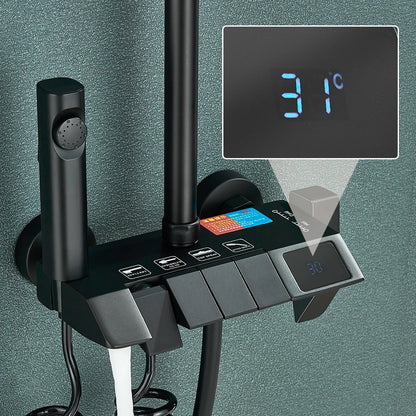 Klynta Noir | Digitales Duschsystem mit Regenduschkopf und Bidetbrause
