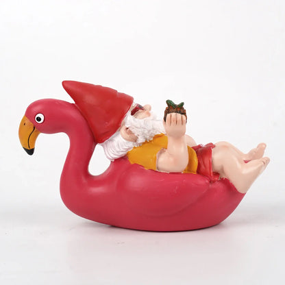 Gartenzwerg mit Ananas | Tropische Dekofigur | Für Garten & Balkon | Kunstharz