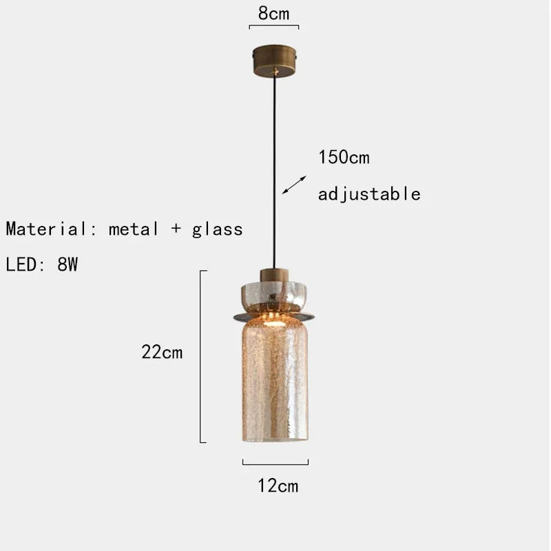 Candelora – nowoczesna kreatywna szklana lampa wisząca z efektem pęknięć i bursztynowym wykończeniem