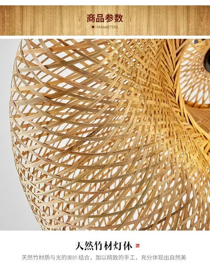 Liora Strå | Handgeflochtene Bambus-Pendelleuchte aus Rattan für natürliche Wohnakzente