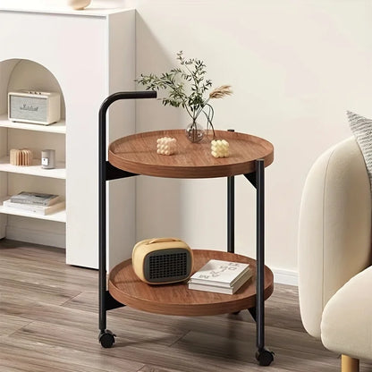 Floravelle | Zweistufiger Beistelltisch aus Holz mit Rollen