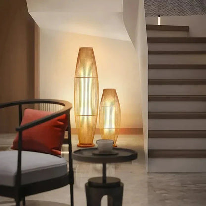 EcoBambu | Umweltfreundliche Bambuslampe | Nachhaltige LED-Stehleuchte mit natürlichem Design für Wohnzimmer