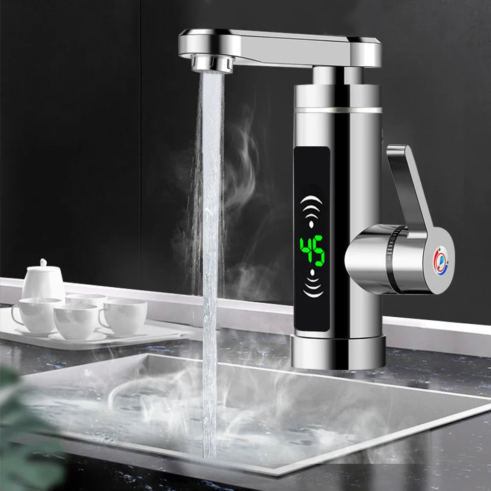 Brisenna | Keukenkraan met directe verwarming & 360° draaibare uitloop | 3000W RVS-watertap voor warm- & koudwater
