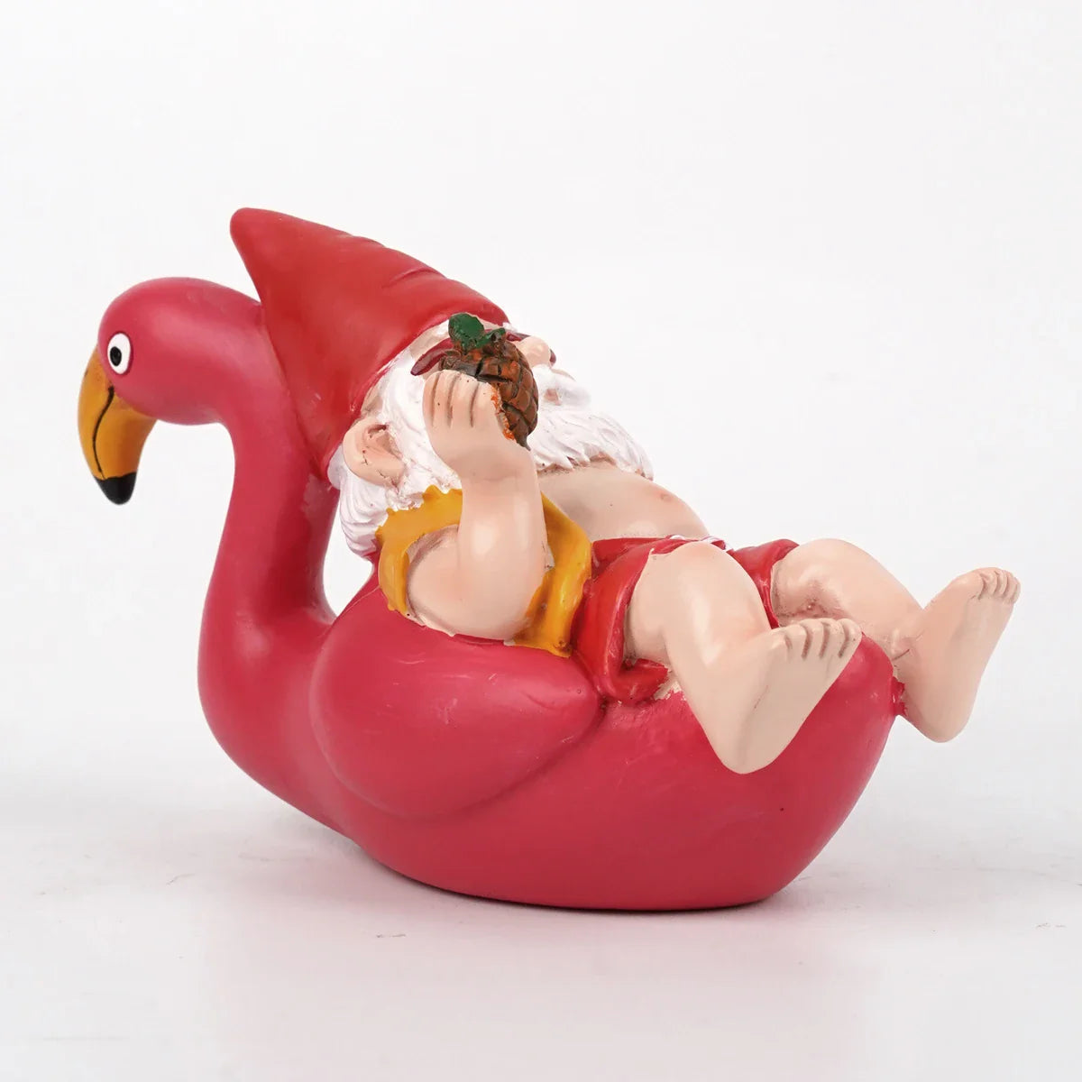 Gartenzwerg mit Ananas | Tropische Dekofigur | Für Garten & Balkon | Kunstharz