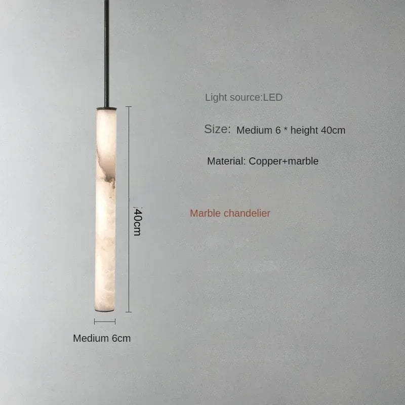 Lunvero Minara | LED-Pendelleuchte aus Marmor und Kupfer für stilvolle Wohnräume