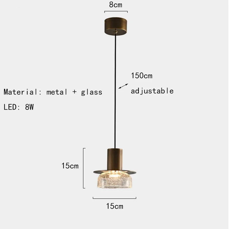 Candelora – nowoczesna kreatywna szklana lampa wisząca z efektem pęknięć i bursztynowym wykończeniem