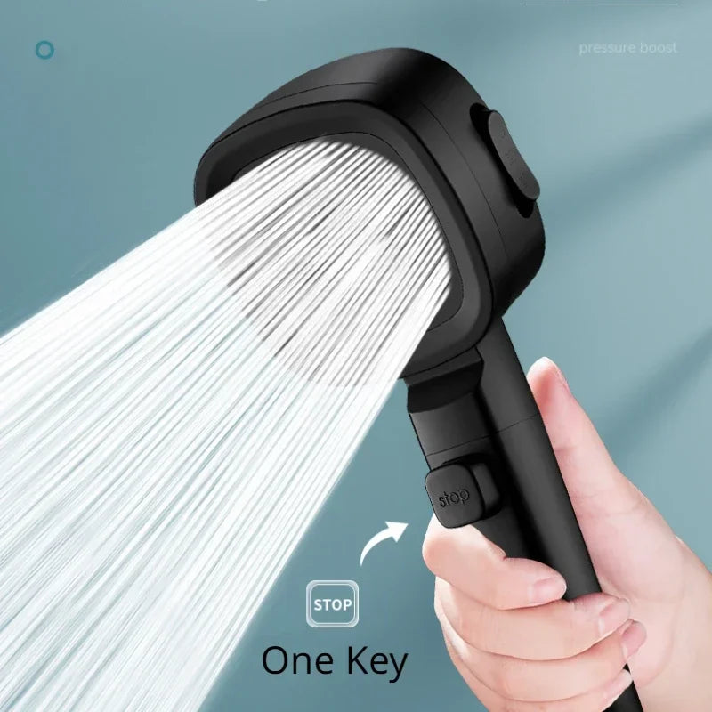 HydraFlow – Hochdruck Duschkopf mit 3 Strahlarten & Wasserspar-Funktion