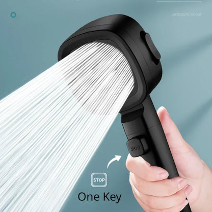 HydraFlow – Hochdruck Duschkopf mit 3 Strahlarten & Wasserspar-Funktion