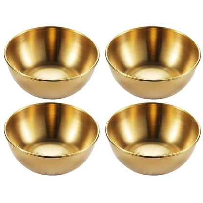 Aurinkó Set | Goldene Edelstahlschälchen für Saucen & Gewürze – 2er/4er Servierschalen-Set