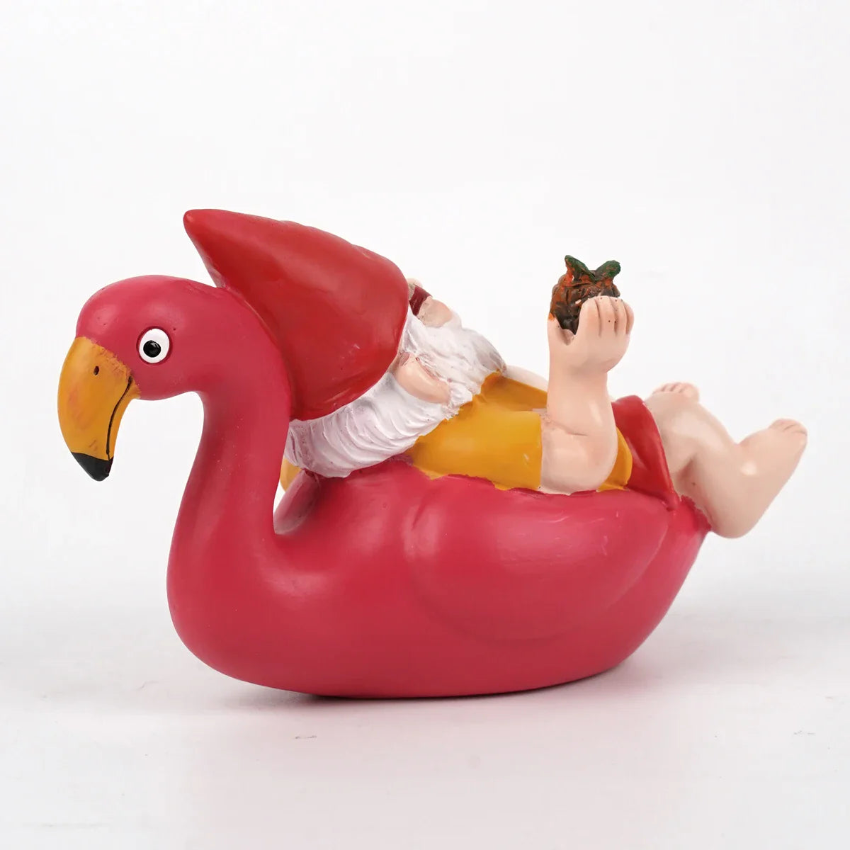 Gartenzwerg mit Ananas | Tropische Dekofigur | Für Garten & Balkon | Kunstharz