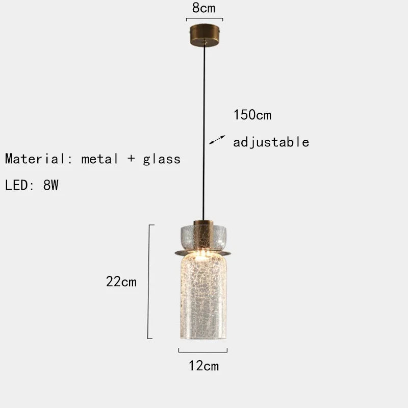 Candelora | Moderne Glas-Hängeleuchte mit Crackle-Effekt