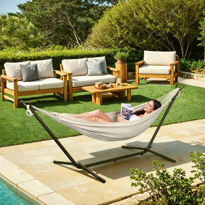 Lunava Rest | Tragbare Doppel-Hängematte mit Stahlgestell für Garten & Camping