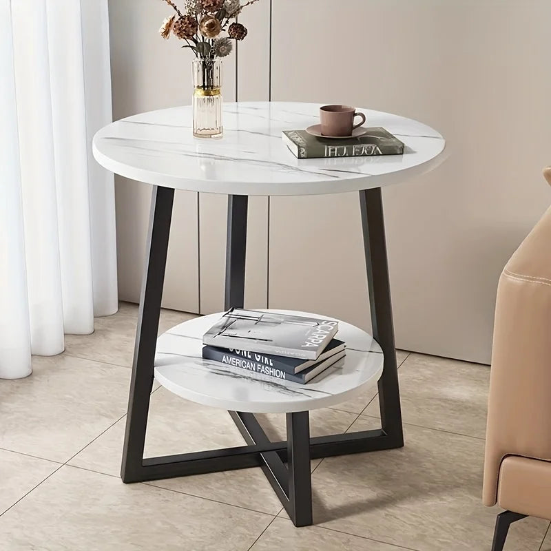 Moderne tweelaagse bijzettafel Aralynae – ruimtebesparend ontwerp voor elk huis