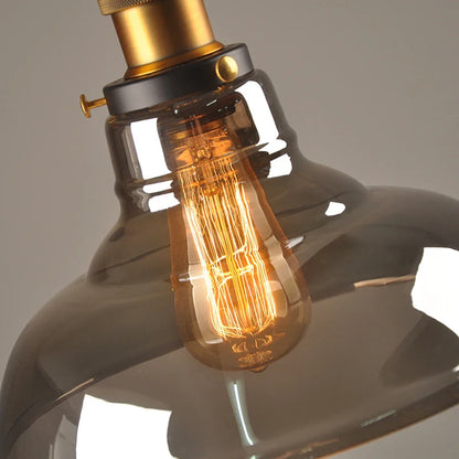 Elliot Retro-Pendelleuchte – Vintage Hängeleuchte mit rauchgrauem Glasschirm