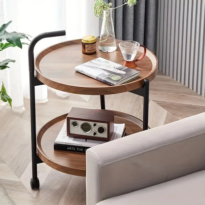 Floravelle | Zweistufiger Beistelltisch aus Holz mit Rollen