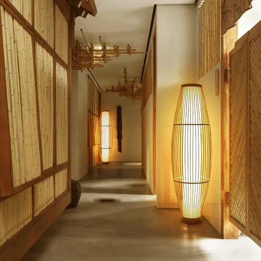EcoBambu | Umweltfreundliche Bambuslampe | Nachhaltige LED-Stehleuchte mit natürlichem Design für Wohnzimmer