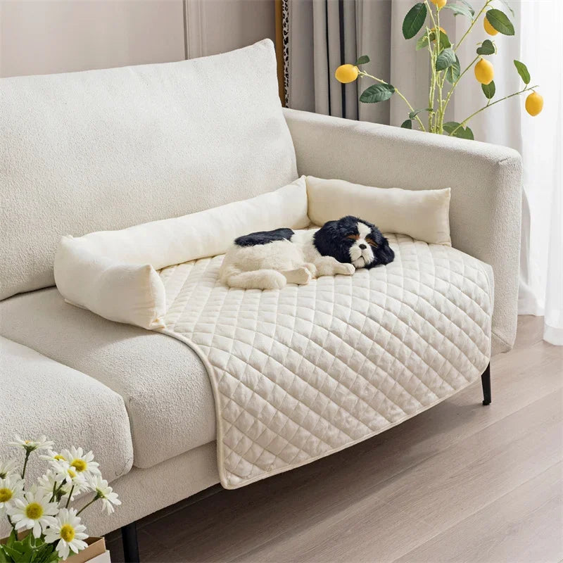 Veloura Nest | Samtweiche Hundedecke mit Schutzrand für Sofa